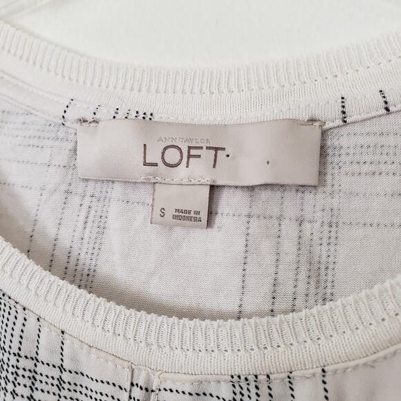 LOFT Sleeveless Windowpane Flowy Sleeveless Blouse Cream Size Small - Picture 6 of 7